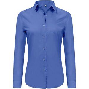 💫 Ruisin Wrinkle Free Button Down Shirts Women Blue Long Sleeve Work Dress Tops